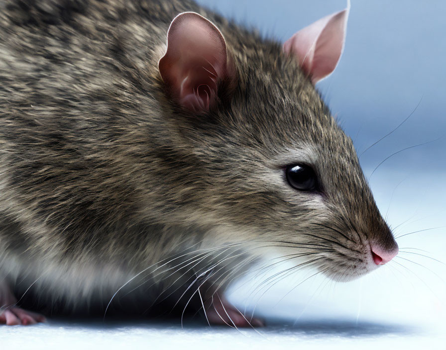 Detailed Brown Rat with Prominent Whiskers and Translucent Ears