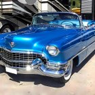 Vintage Blue Convertible Car with Chrome Details