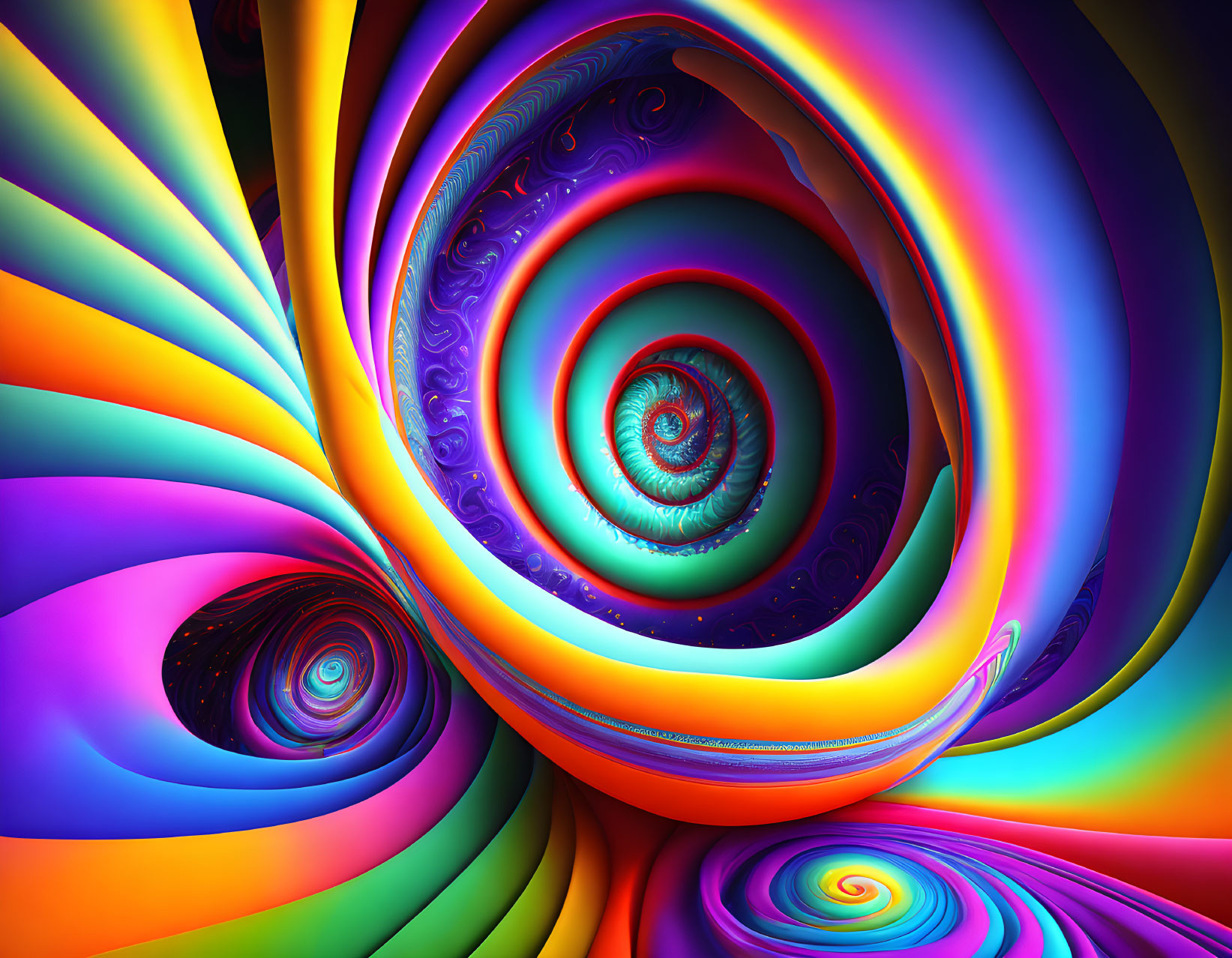 Colorful Digital Fractal Art: Swirls and Spirals in Spectrum