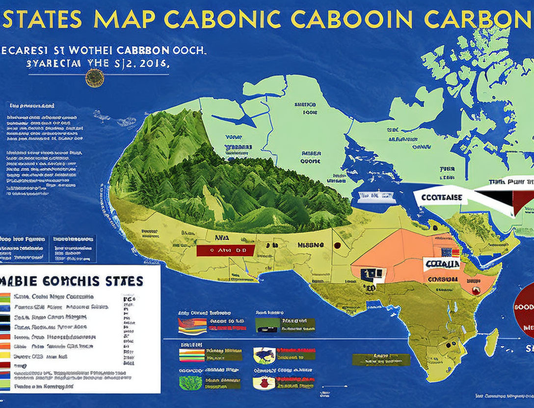 Colorful Map of Fictional World with Mixed English and Cyrillic Text