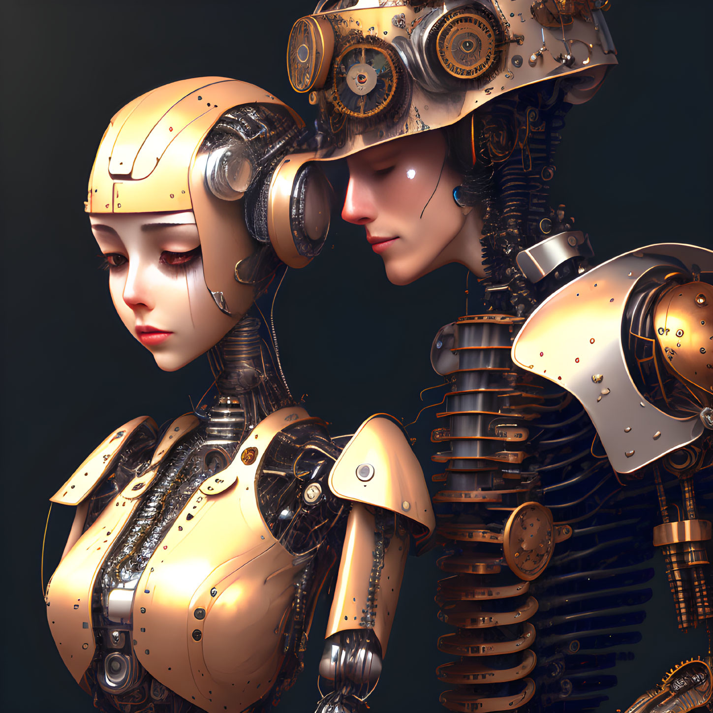 Detailed Steampunk-Style Robots with Human Features