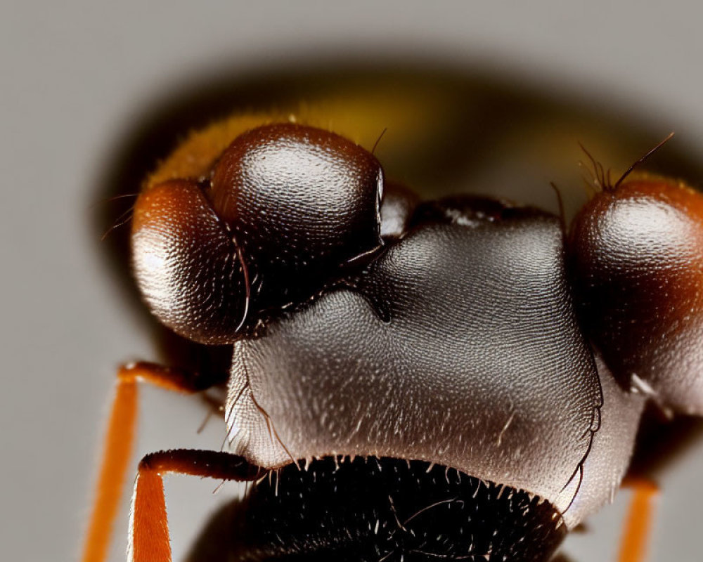 Detailed Close-up of Ant's Head with Large Eyes and Antennae