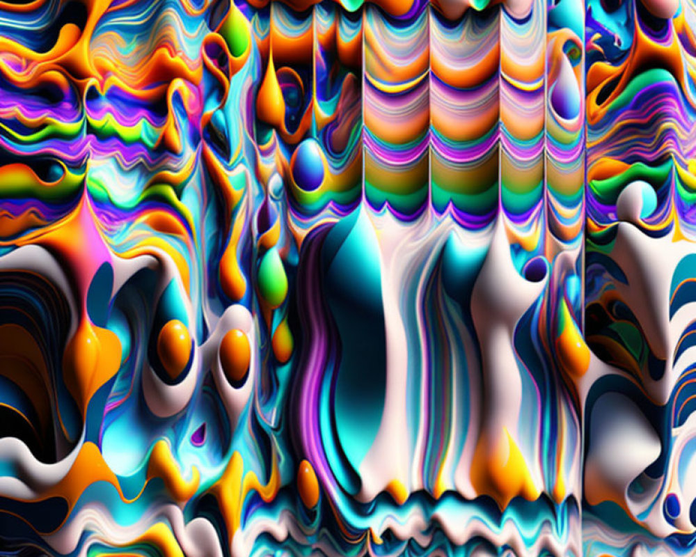 Vibrant multi-colored abstract digital art with wavy psychedelic texture