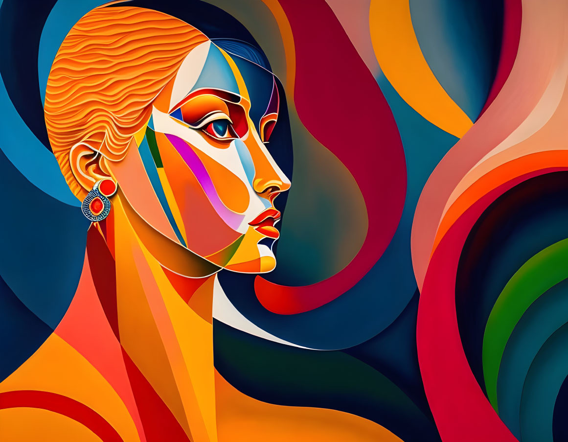 Colorful Abstract Portrait of Stylized Woman