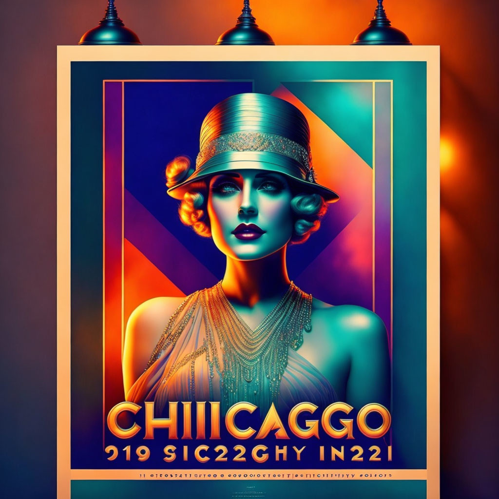 1920s Fashion Woman Poster with Chicago Theme