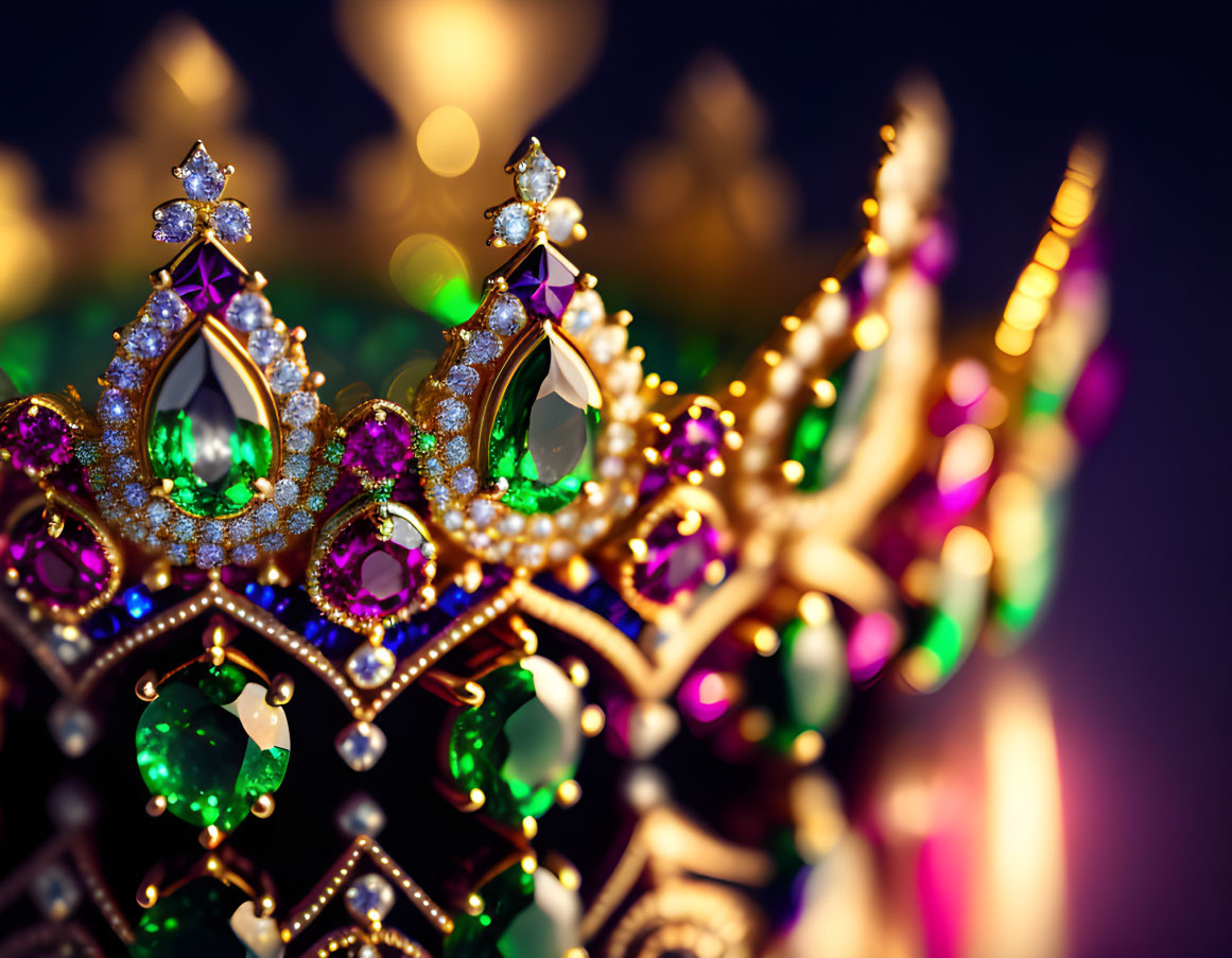 Exquisite Jeweled Crown with Emeralds, Diamonds, and Rubies