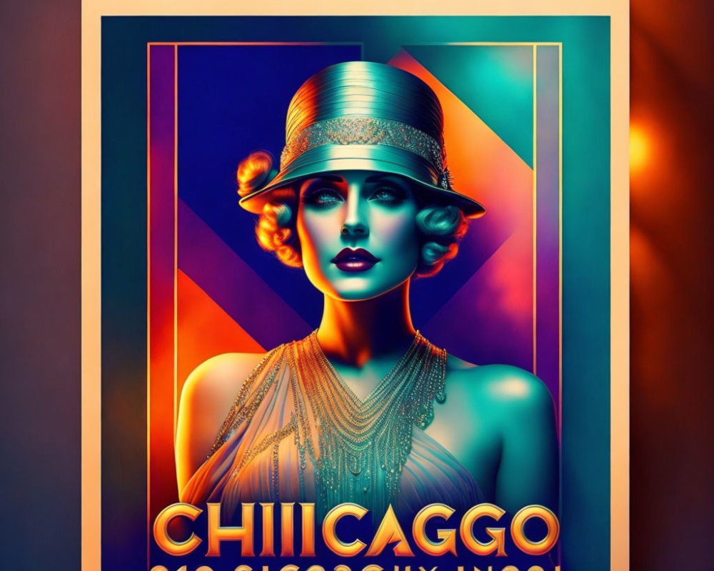 1920s Fashion Woman Poster with Chicago Theme