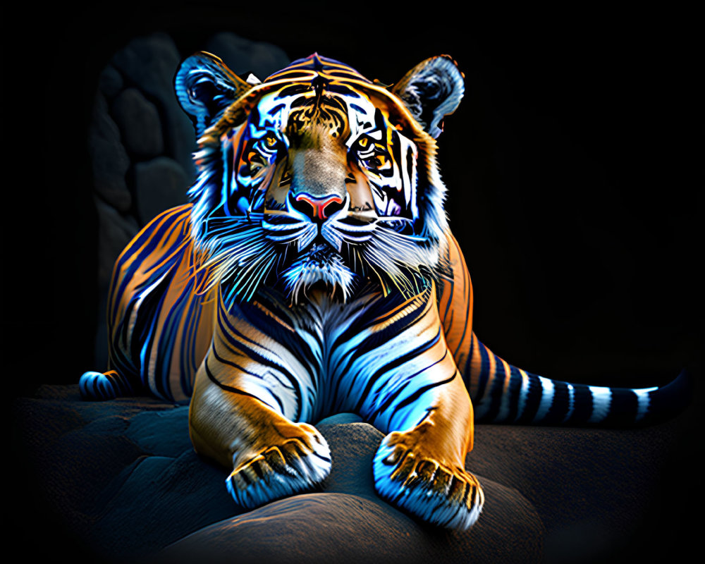 Colorful Tiger Artwork with Intense Strokes