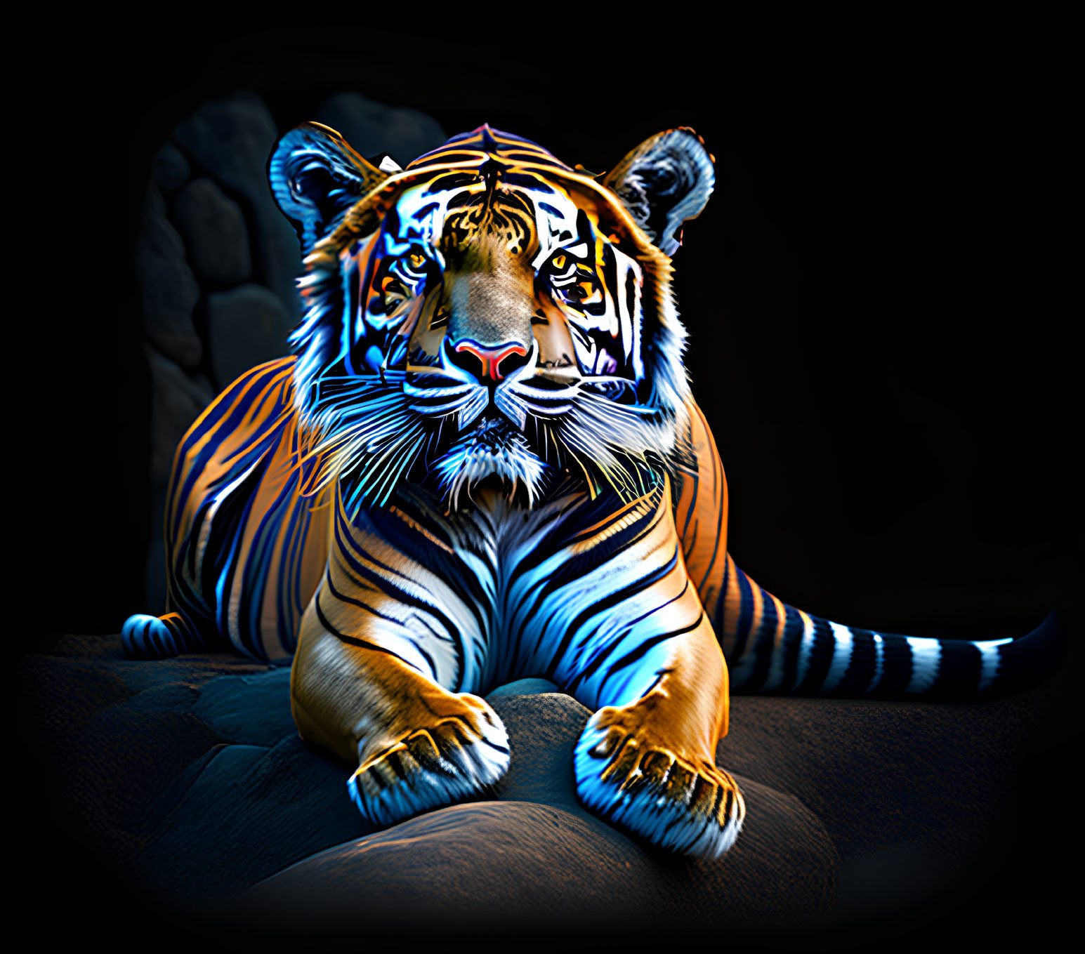 Colorful Tiger Artwork with Intense Strokes