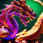 Golden dragon art on green background symbolizing power and Asian culture