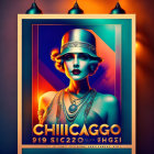 1920s Fashion Woman Poster with Chicago Theme