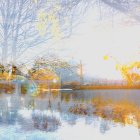 Tranquil Autumn Landscape with Colorful Trees and Lake