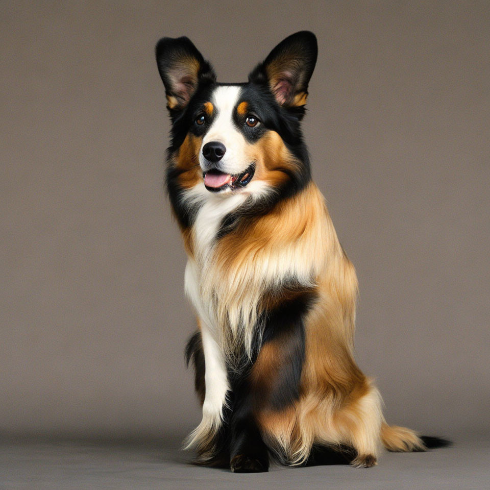 Tricolor Border Collie with Attentive Expression and Glossy Coat