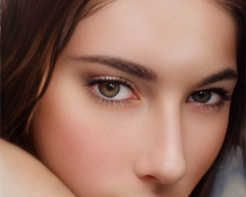 Portrait of a Woman with Brown Eyes and Subtle Makeup