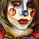 Clown with White Base Makeup and Colorful Outfit