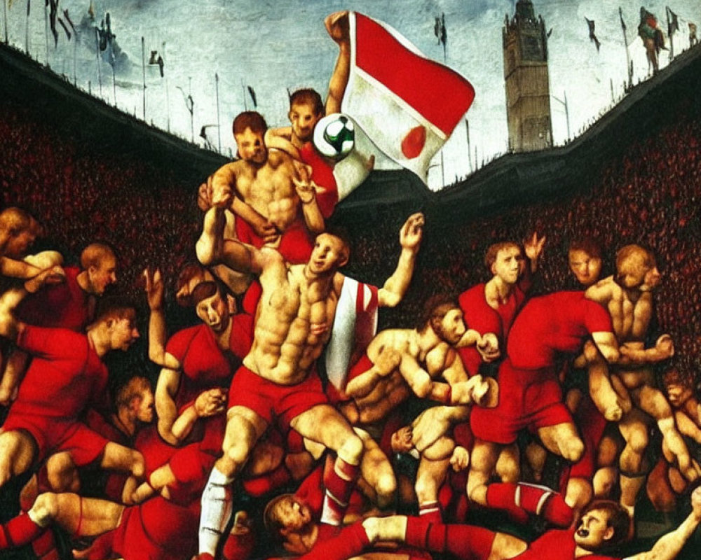 Digital artwork: Renaissance style meets football chaos