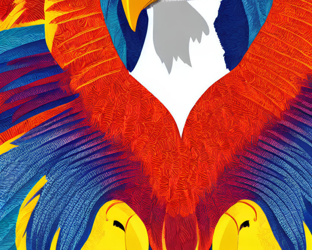 Colorful digital artwork of an eagle against flame-like background