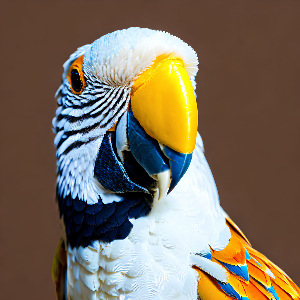 Colorful Macaw with Intricate Feather Patterns and Yellow Beak