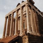 Ancient Greek Temple with Doric Columns in Watercolor Effect