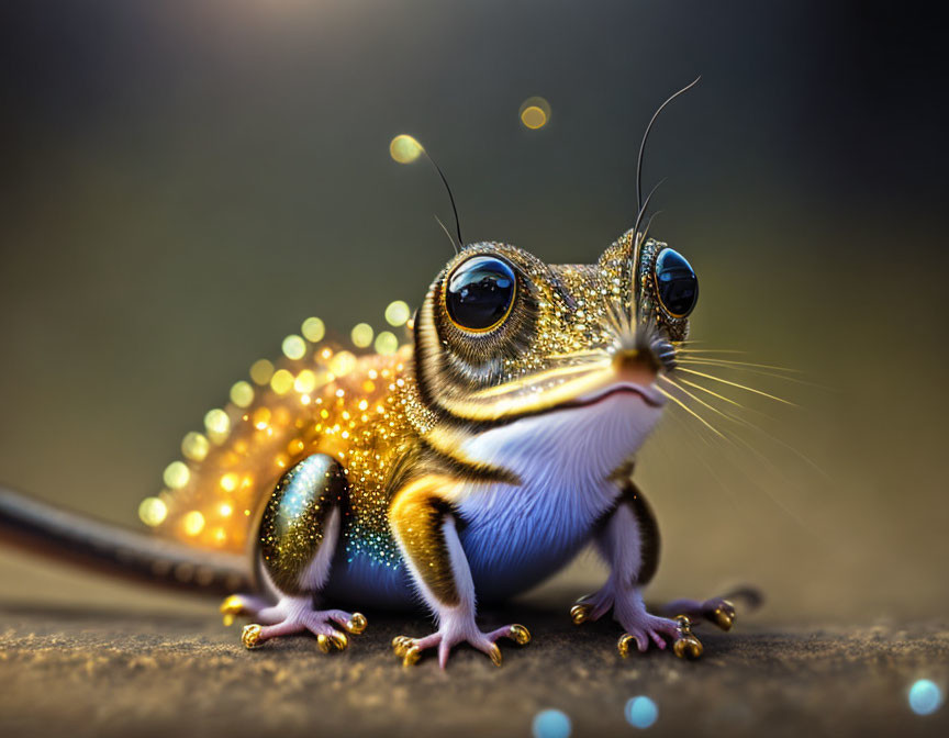 Stylized sparkling gecko in digital art piece