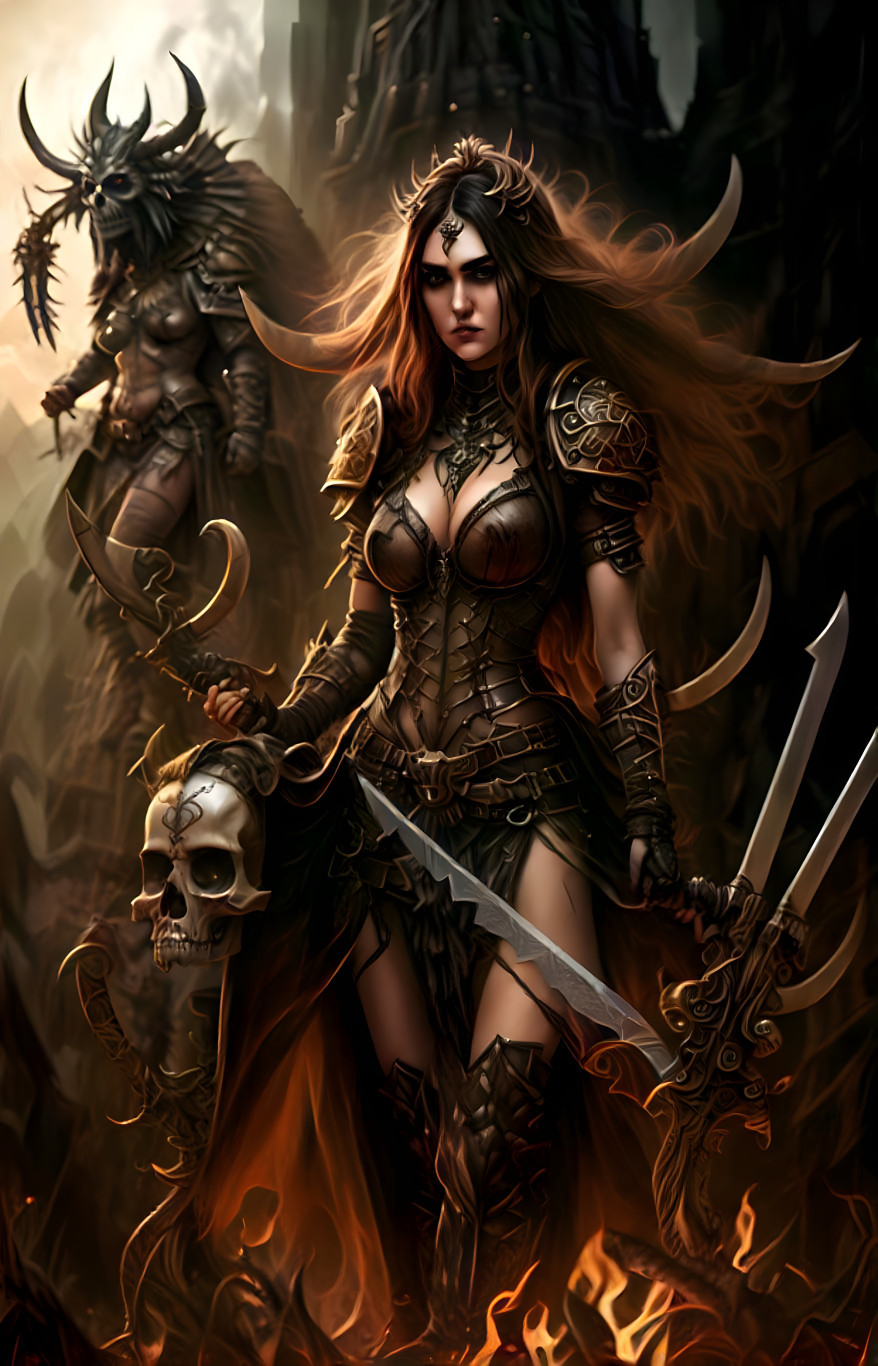 Female Chaos Warrior in an Ancient Battle