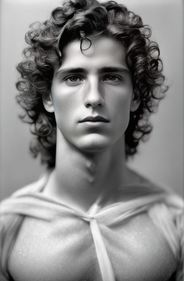 Monochrome portrait of young man in ballet dancer's attire