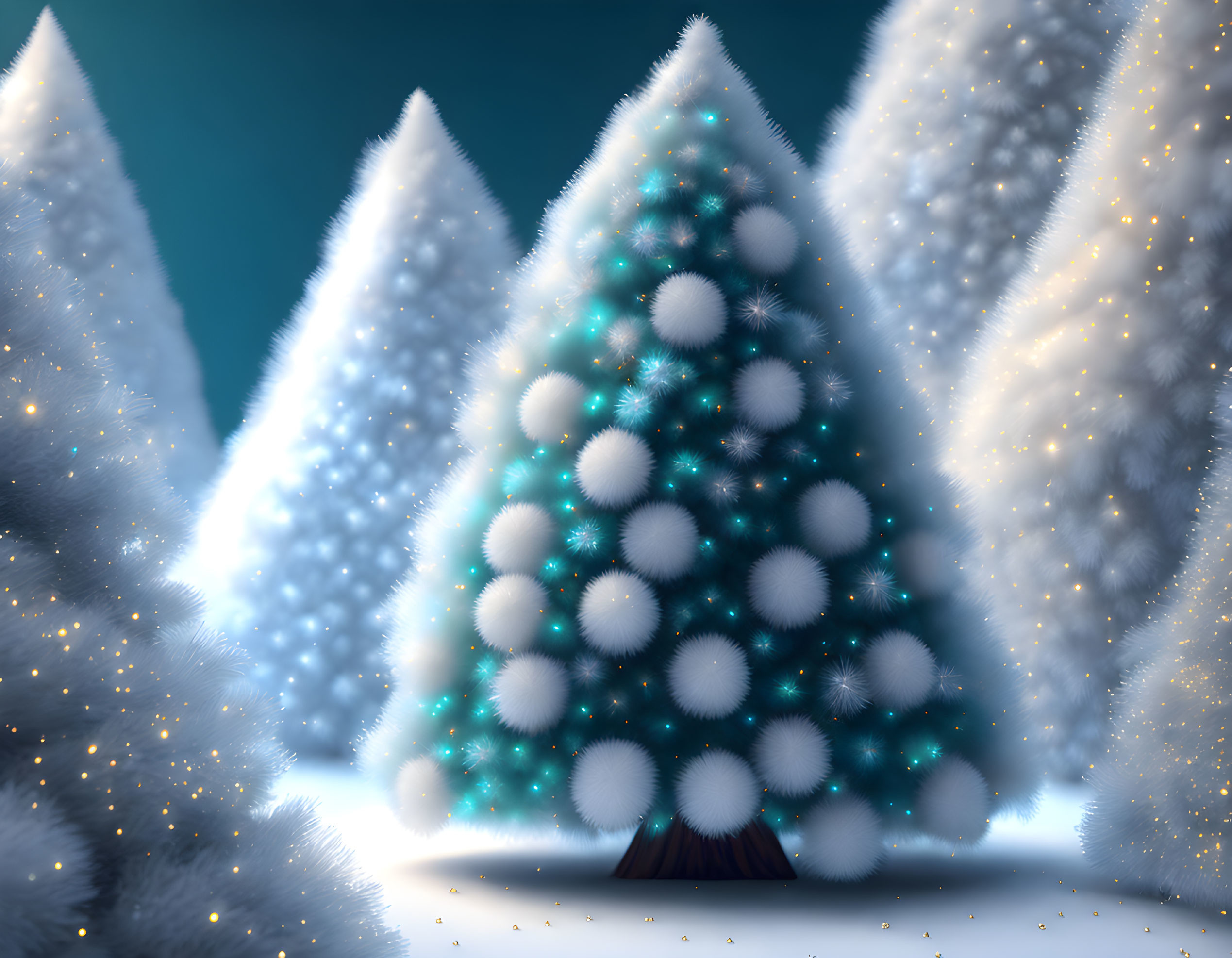 Winter Wonderland: Christmas Tree with White and Blue Lights