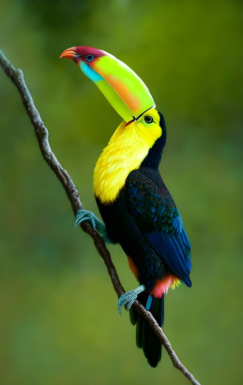 Colorful Keel-Billed Toucan Perched on Branch