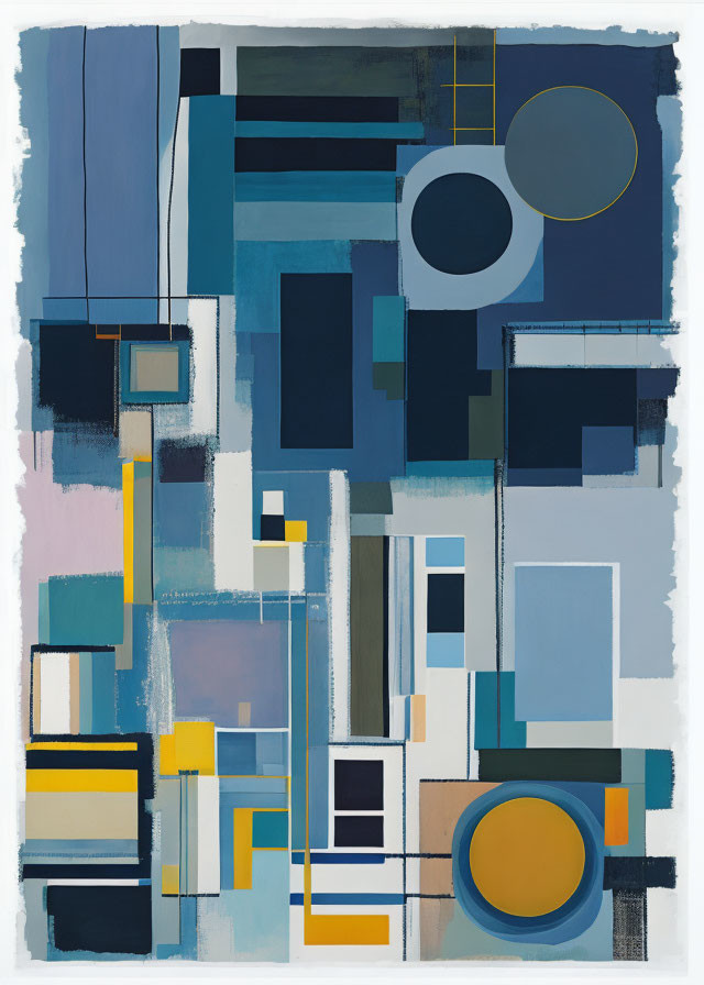 Blue and Yellow Geometric Abstract Artwork