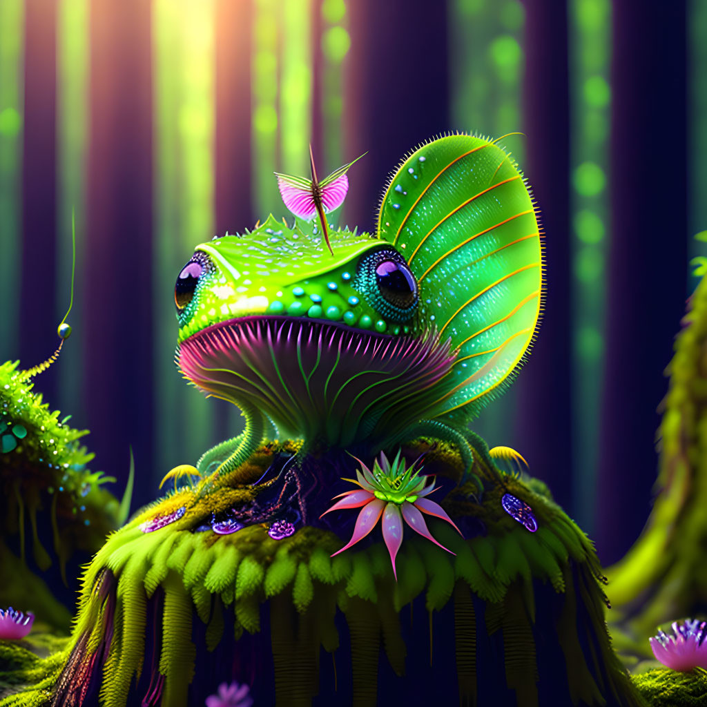 Colorful chameleon digital artwork with lush foliage and detailed textures