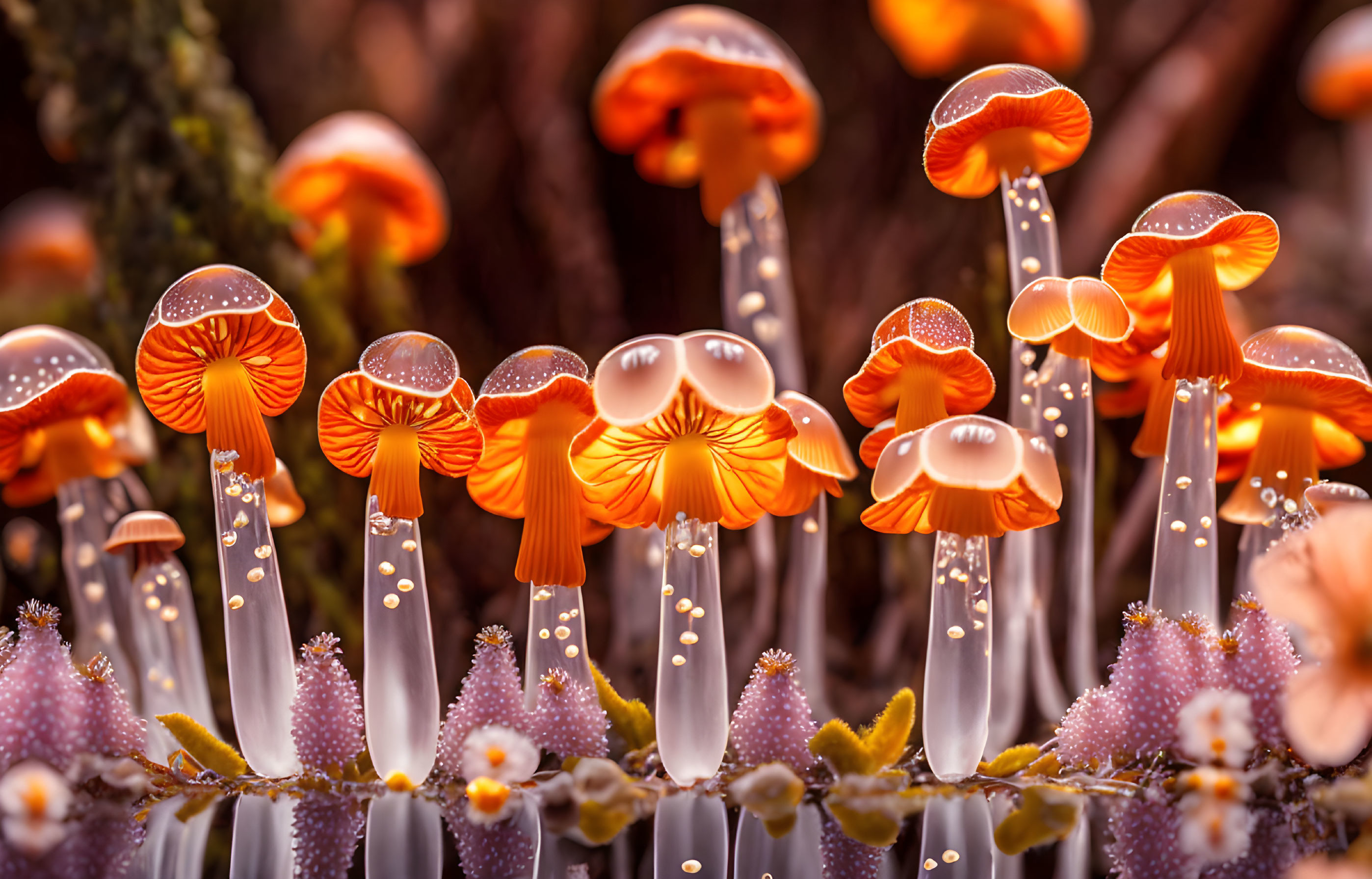 Vibrant Orange Mushrooms in Natural Setting