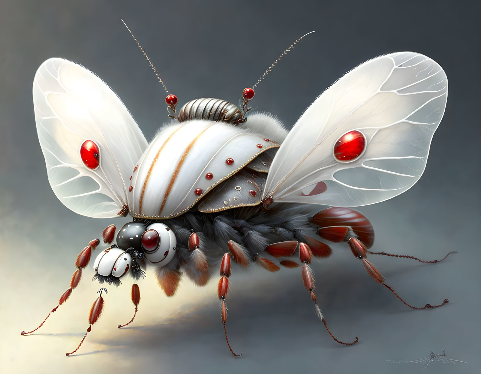 Detailed Steampunk Mechanical Insect Illustration