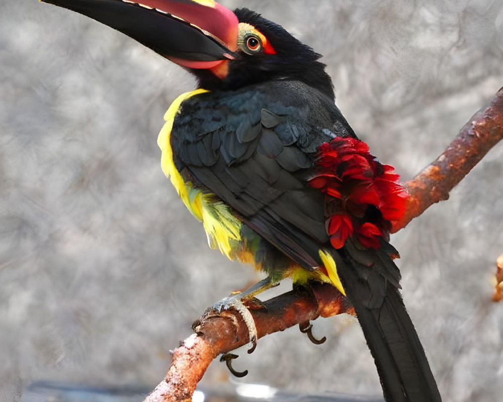 Colorful Toucan with Yellow Beak on Branch