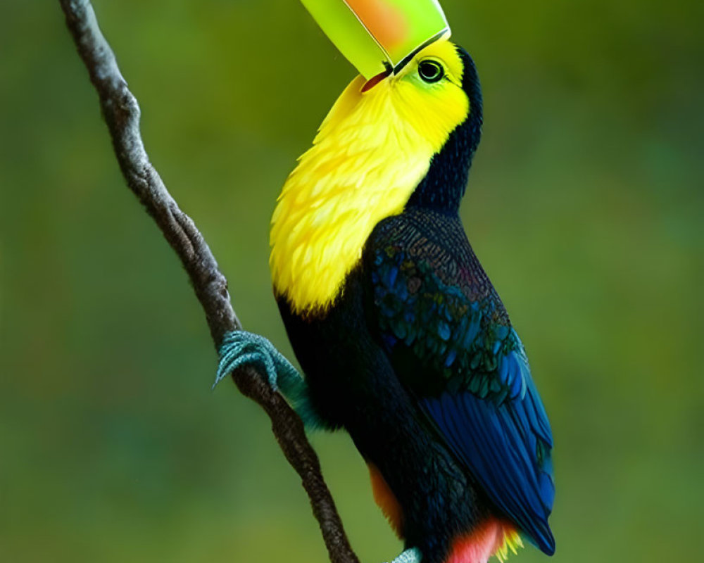 Colorful Keel-Billed Toucan Perched on Branch
