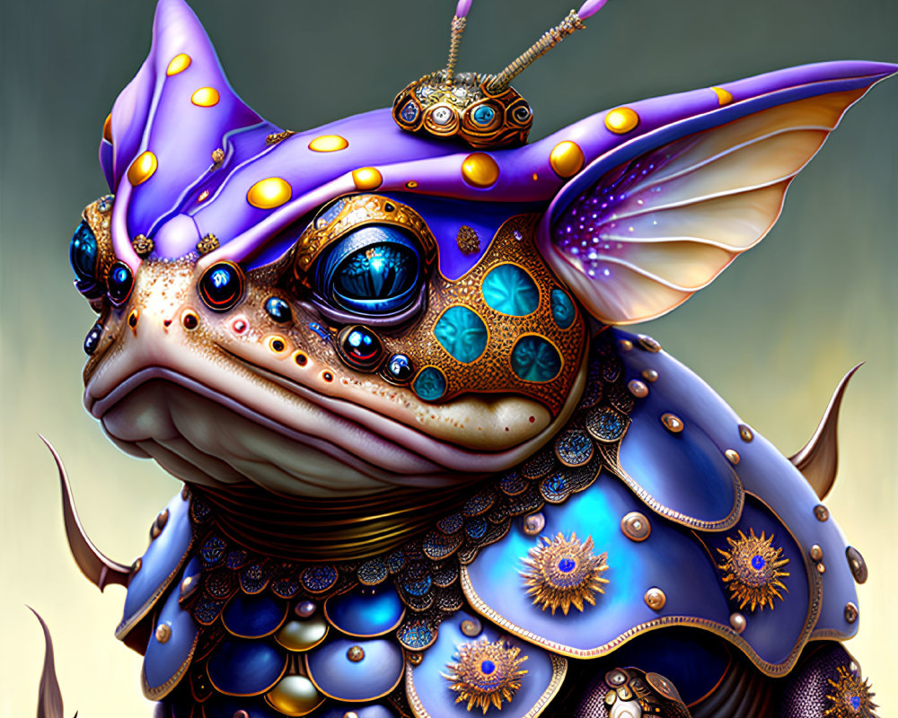 Colorful Fantasy Creature with Intricate Armor-Like Skin Patterns