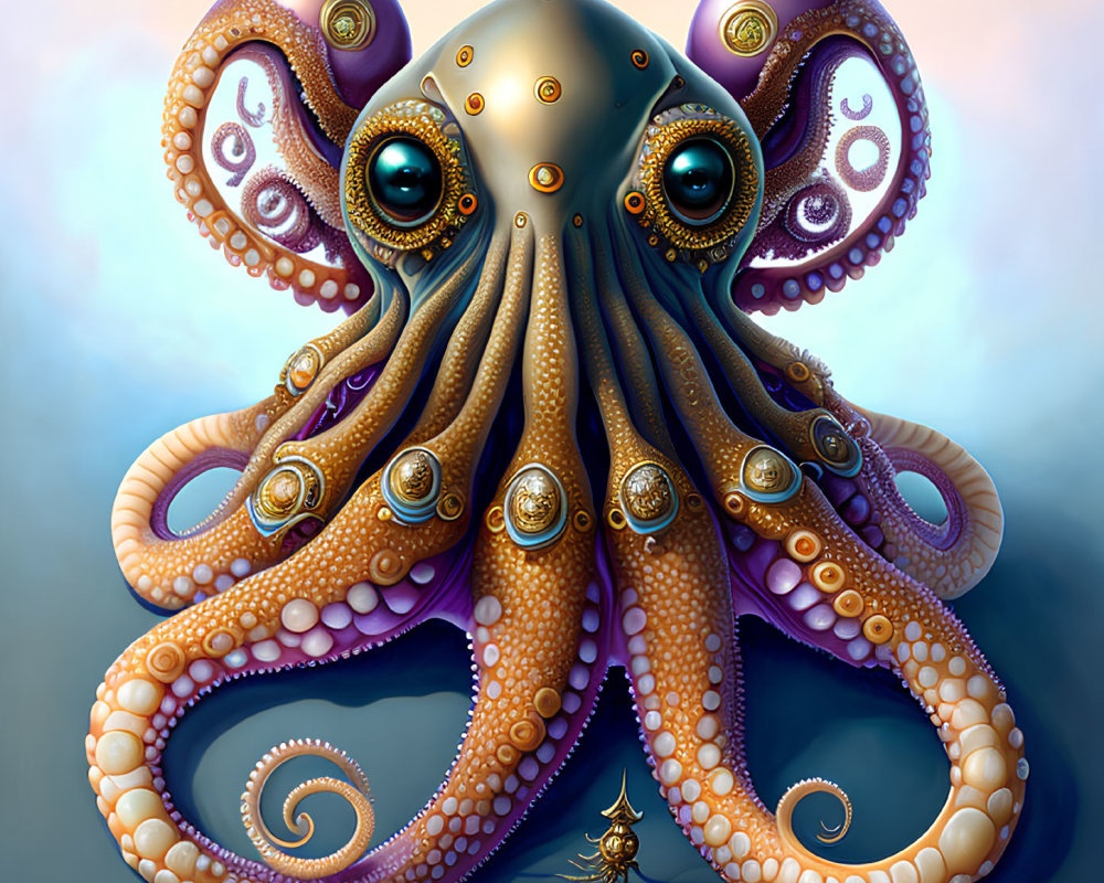 Stylized octopus digital illustration with expressive eyes and ornate tentacles