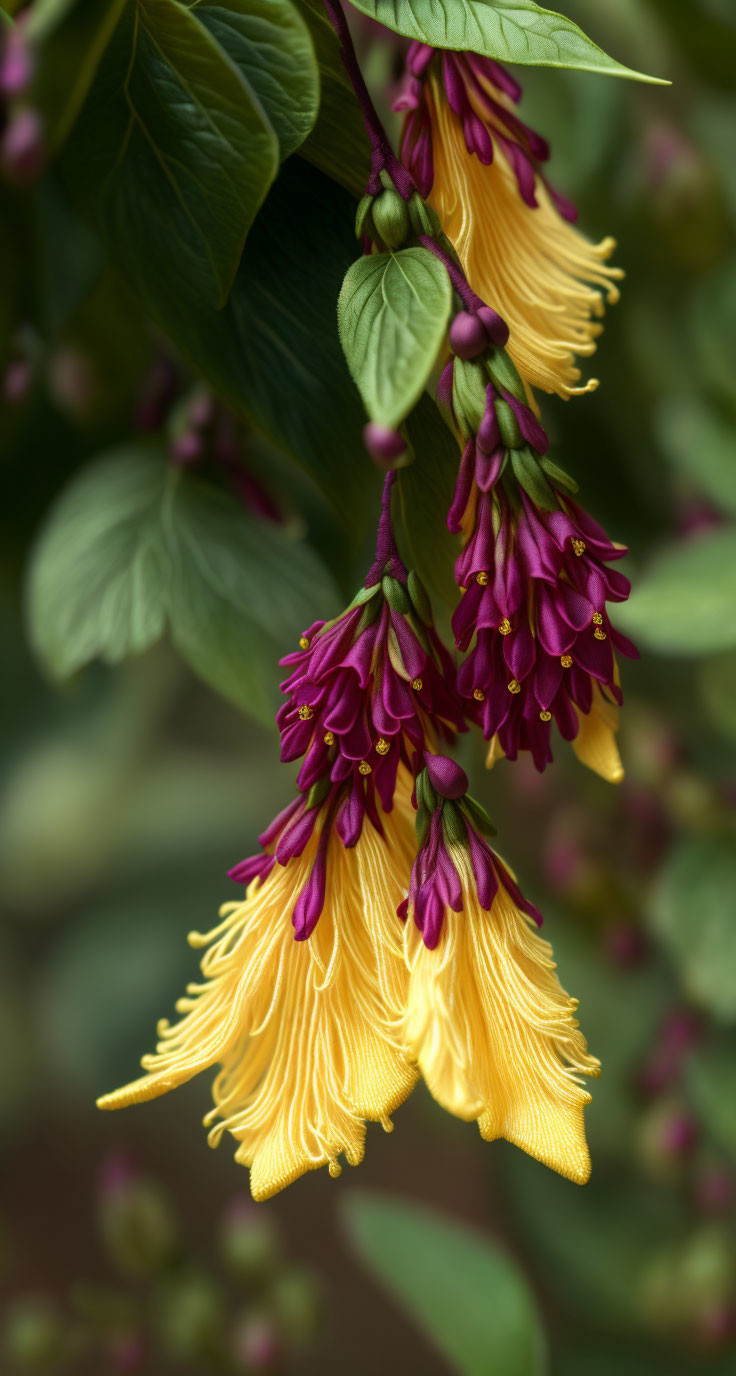 Colorful Bell-Shaped Flowers on Lush Green Plant