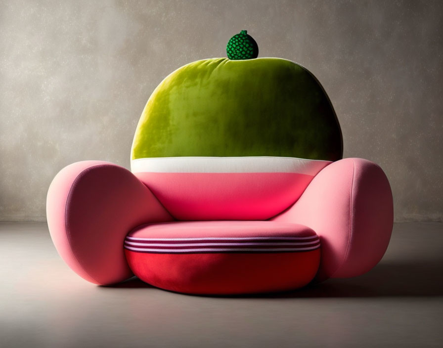 Watermelon Slice Chair with Green Back and Pink Seat