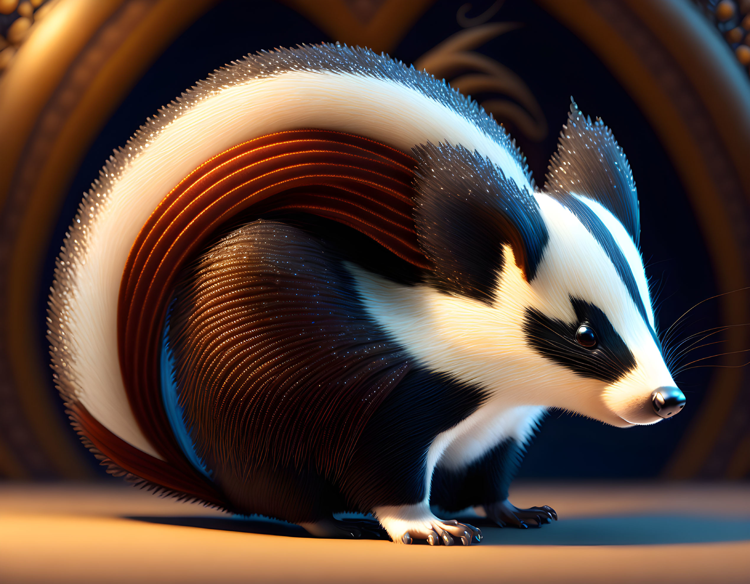 Detailed Stylized Skunk Digital Art with Vibrant Colors