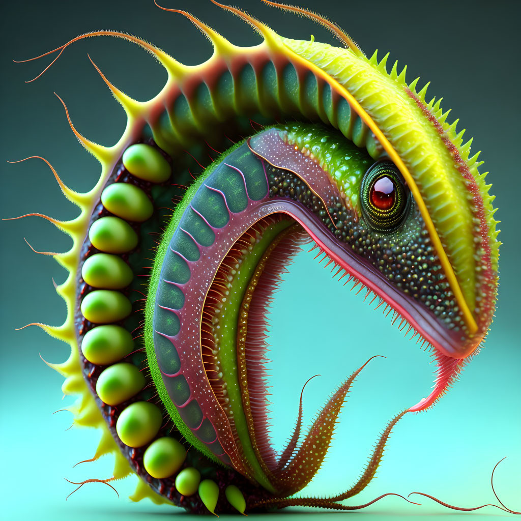 Colorful Chameleon Artwork with Exaggerated Open Mouth