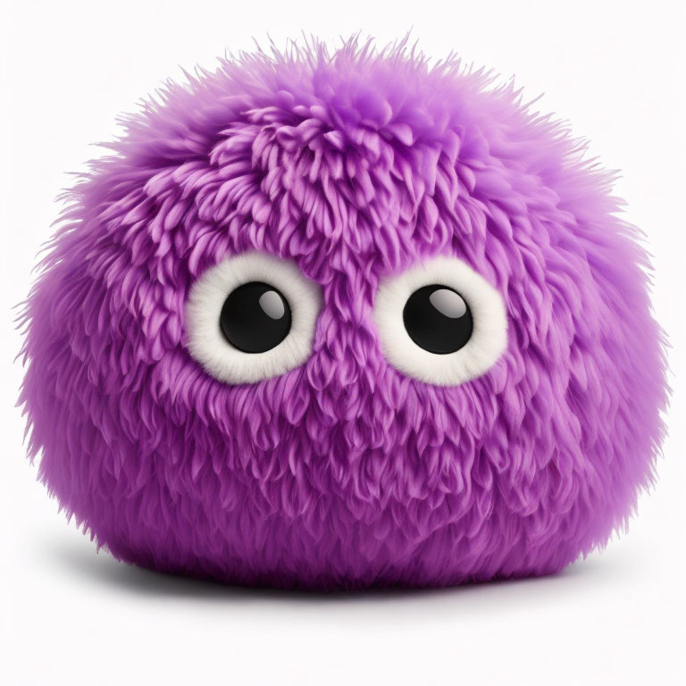 Purple Fluffy Creature with Big White Eyes and Fuzzy Texture