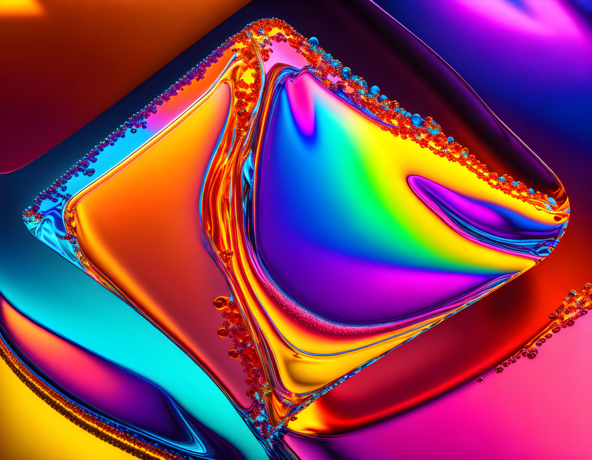 Vivid multicolored abstract shapes with metallic edges and reflective surfaces