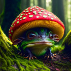 Colorful Mushroom Illustration in Mossy Setting