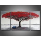 Vibrant Triptych Wall Art: Stylized Tree with Colorful Leaves