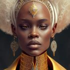 Fantasy digital artwork of a woman with intricate headgear and multiple eyes