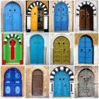 Vibrant Moroccan door collage with intricate designs