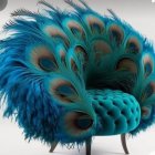 Peacock-inspired chair with vibrant turquoise and royal blue colors