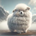 Fluffy White Animated Dog in Snowy Landscape