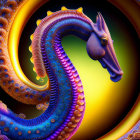 Colorful Seahorse Digital Artwork with Intricate Patterns and Vibrant Colors