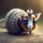 Unique Armadillo-Squirrel Hybrid with Blue Goat Companion